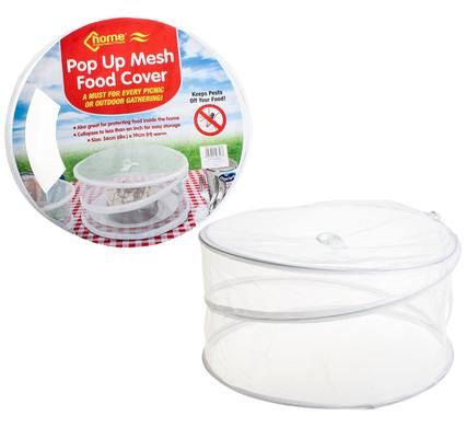 Collapsible Mesh Food Cover with Secure Lace - White