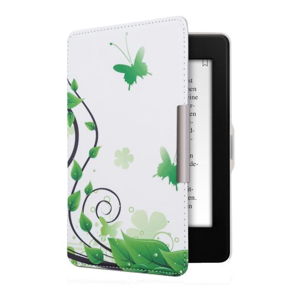 Premium Cover for Kindle Paperwhite Butterflies Leaves in Green &amp; White - Parallel Import