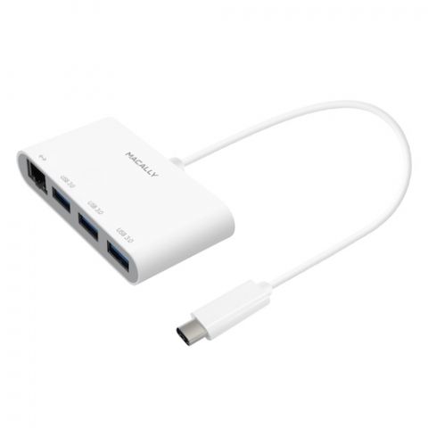 Macally USB-C to 3 x USB-A Hub and Ethernet Port Adapter