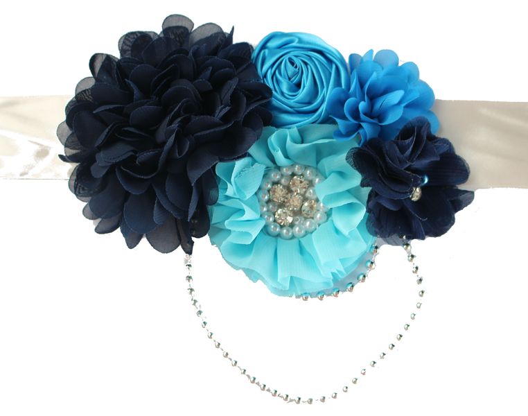 Baby Headbands Belly Bandz Maternity Band - Navy, Silver &amp; Turquoise