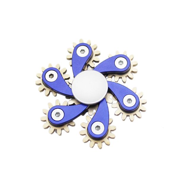 6 Star Metal Fidget Spinner - Blue