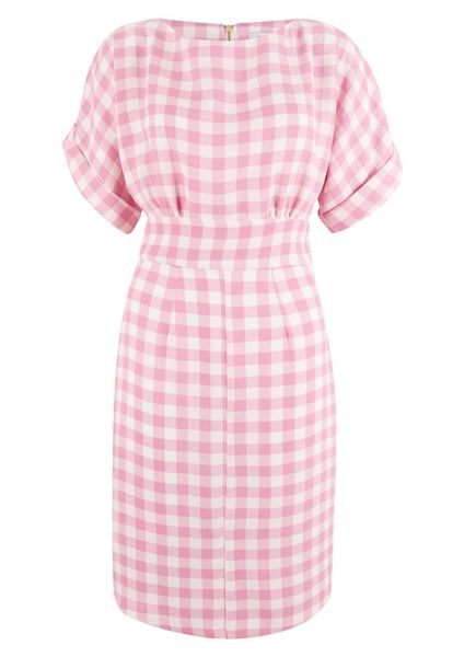Closet London Ladies Check Kimono Sleeve Dress - Pink