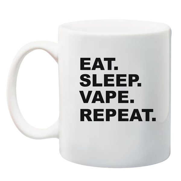 Qtees Africa Eat Sleep Vape Repeat White Printed Mug