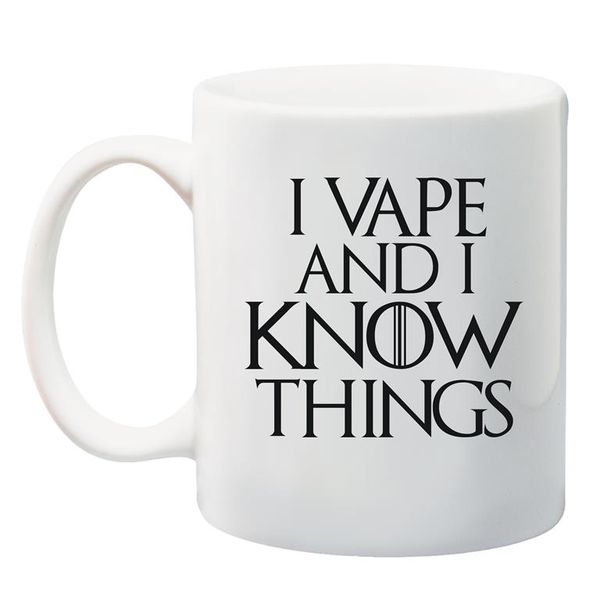 Qtees Africa I Vape &amp; I Know Things White Printed Mug