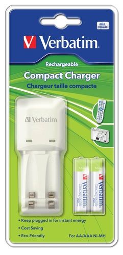 Verbatim Compact Battery Charger - 2 Cell