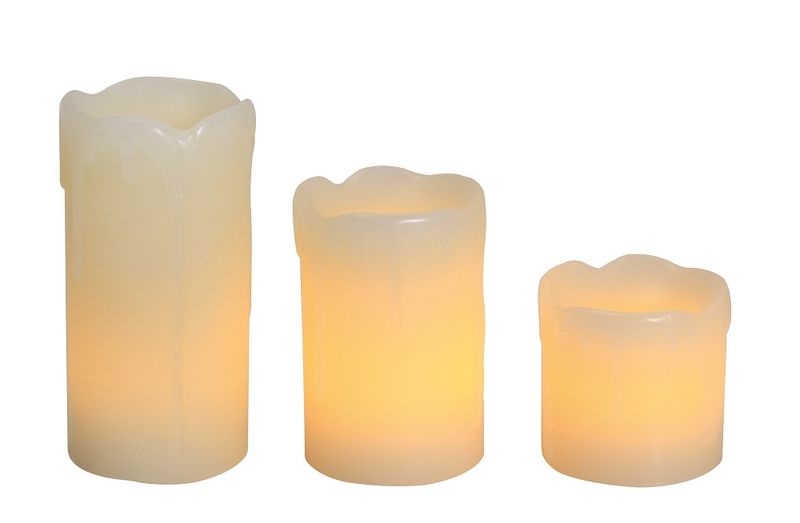 Eurolux - 3-Piece LED Candle Dripping Effect - Ivory Yellow