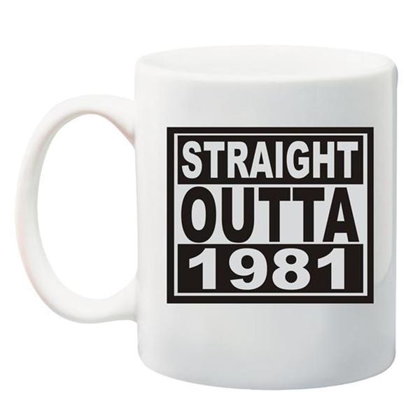 Qtees Africa Straight Outta 1981 Printed Mug - White