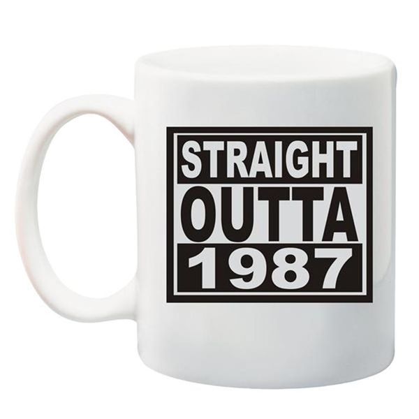 Qtees Africa Straight Outta 1987 Printed Mug - White