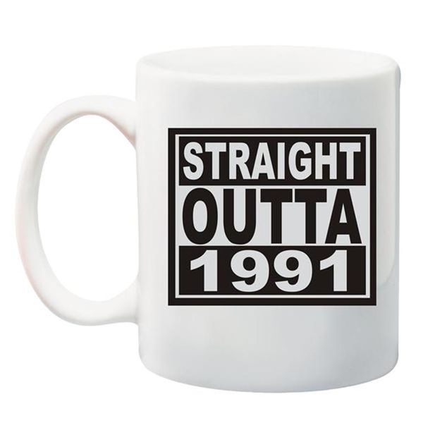Qtees Africa Straight Outta 1991 Printed Mug - White