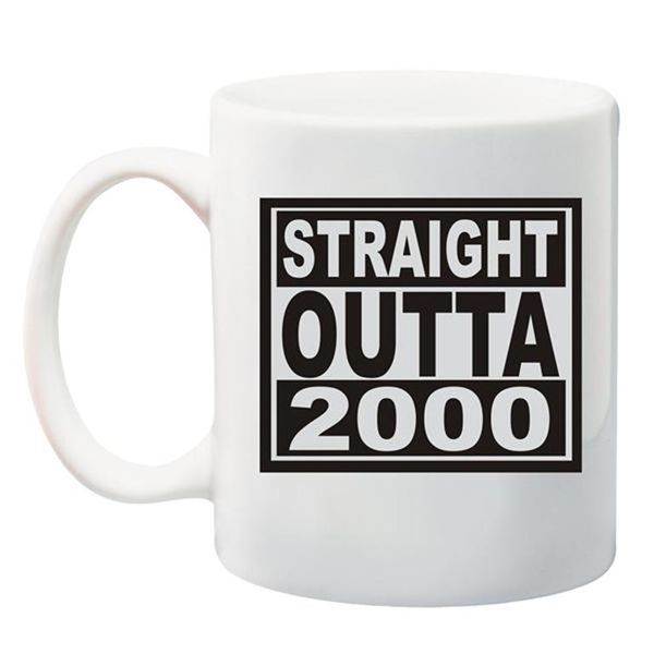 Qtees Africa Straight Outta 2000 Printed Mug - White