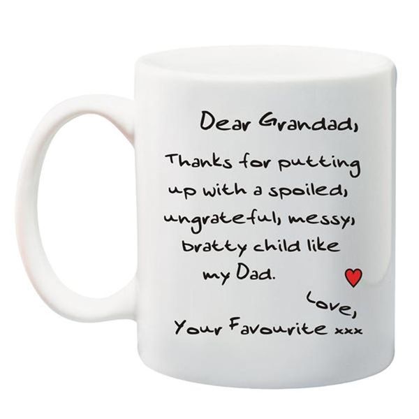 Qtees Africa Dear Grandad, Thanks For Putting Up with My Dad Printed Mug -
