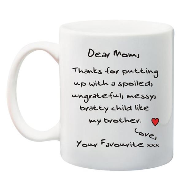 Qtees Africa Dear Mom, Thanks For Putting Up with My Sister Printed Mug - W