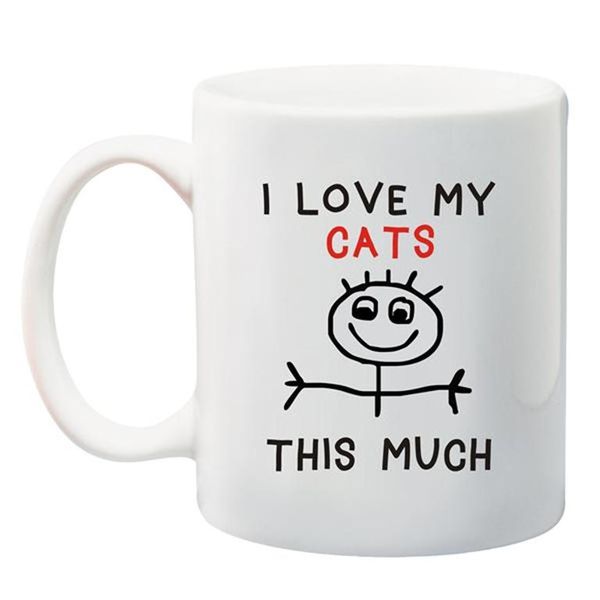 Qtees Africa I Love My Cats This Much Printed Mug - White