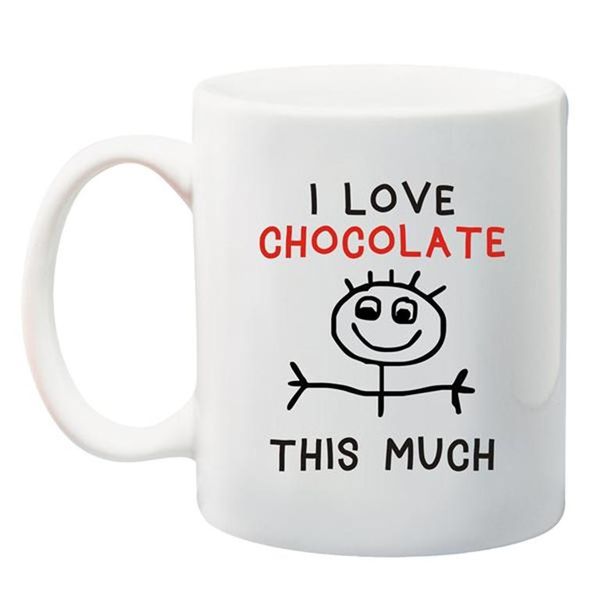 Qtees Africa I Love Chocolate This Much Printed Mug - White