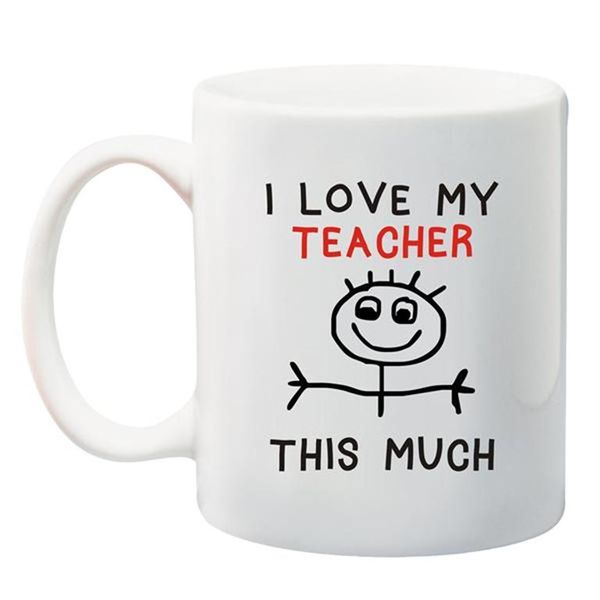 Qtees Africa I Love My Teacher This Much Printed Mug - White