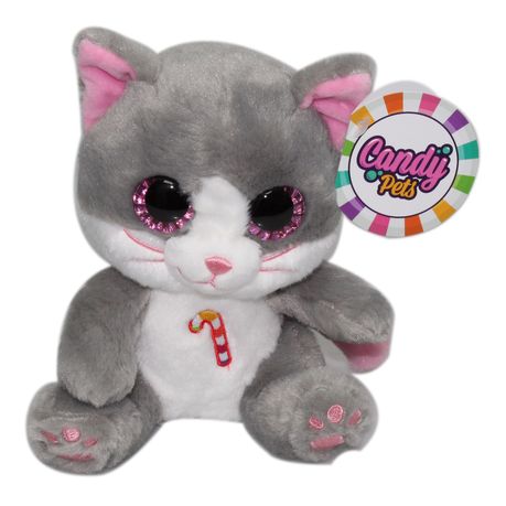 grey and white cat stuffed animal