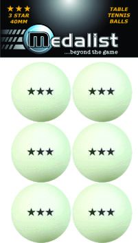 Medalist 3 Star Table Tennis Balls - White