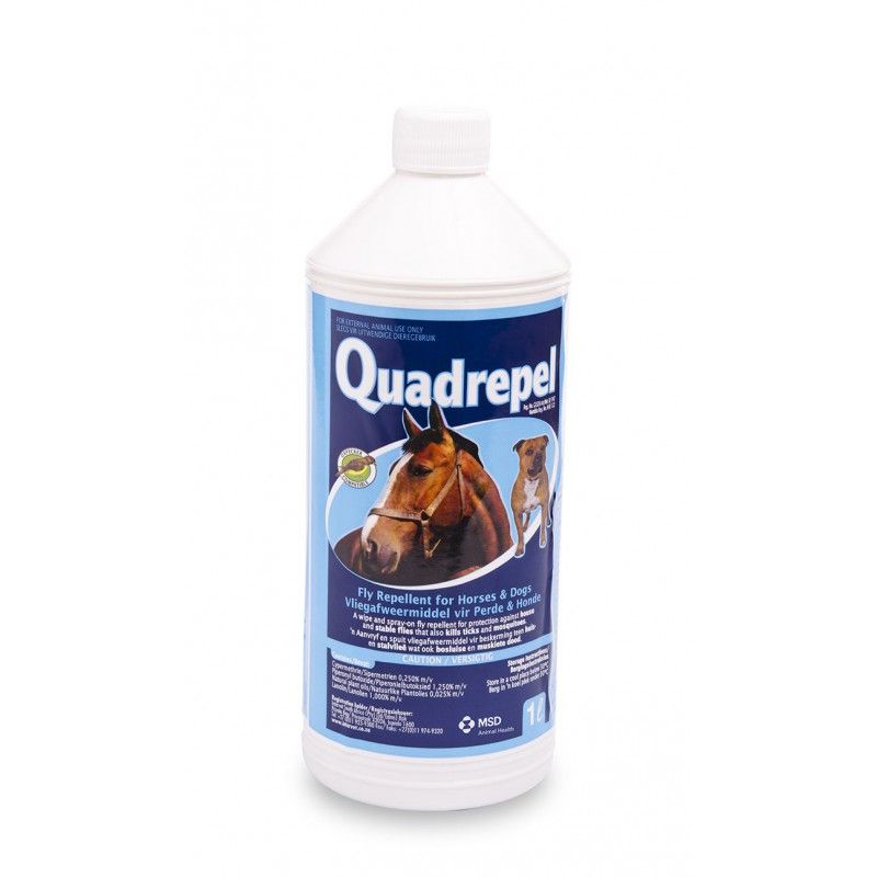 Quadrepel Fly Repellent & Tick Spray Treatment for Dogs & Horses 1L