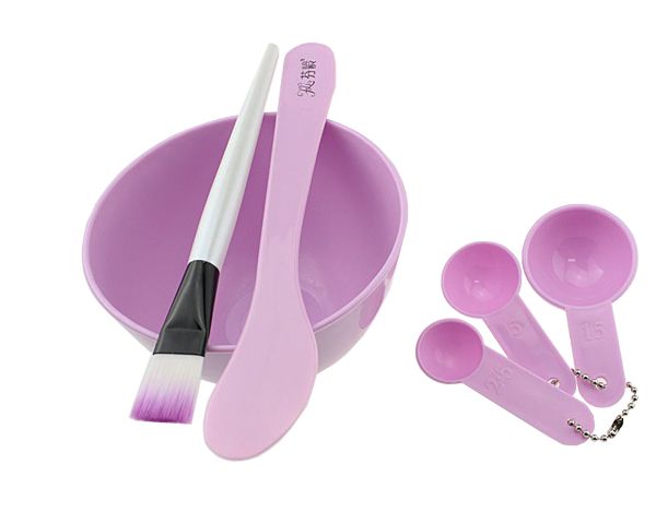 Facial Mask Mixing Bowl with Brush &amp; Spoons Set - Purple