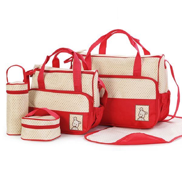 Multifunctional Baby Changing Diaper Handbag 5 Piece Set - Red | Shop ...