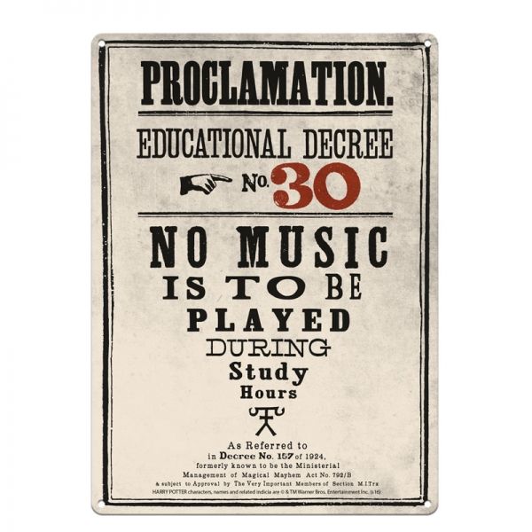 Harry Potter: Proclamation No 30 Metal Wall Sign - A3 (Parallel Import)