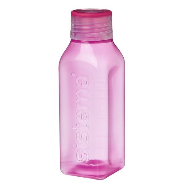 Sistema - 475ml Small Square Bottle - Pink