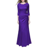Snow White Sleeved Lace Bodice A-line Evening & Bridesmaid Dress - Purple | Buy Online in South 