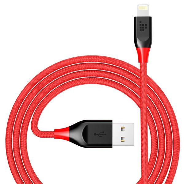 Fleek Tronsmart 6ft Nylon Braided Lightning Cable - Red &amp; Black