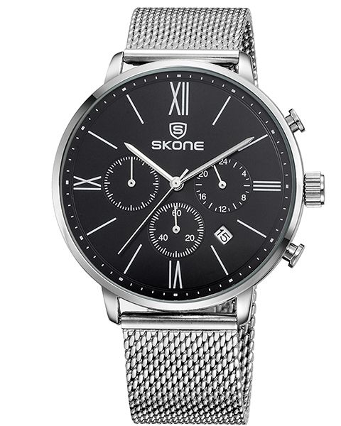 Skone Fulham Chrono Mens Watch - Silver and Black