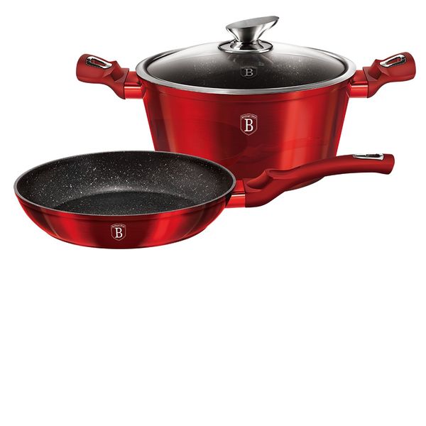 Berlinger Haus 9-Piece Marble Coating Cookware Set - Burgundy Metallic Line