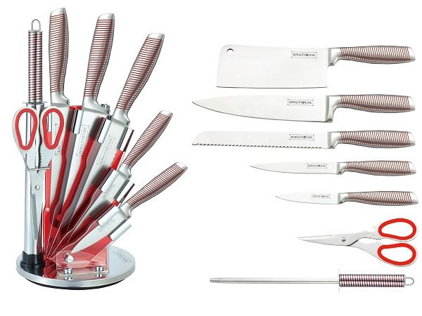Royalty Line 8 Piece Stainless Steel Knife Set with Stand - RL-KSS804N