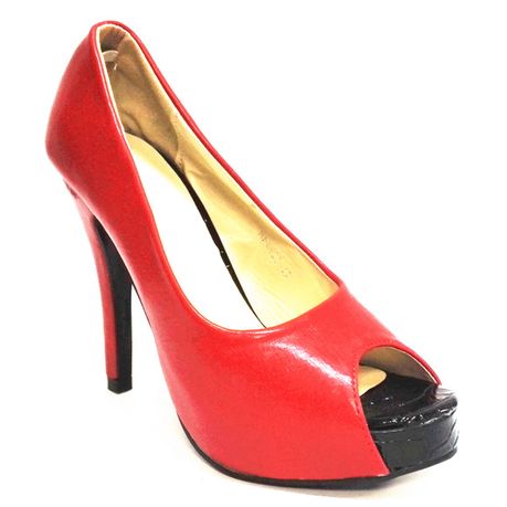 red peep toe high heels