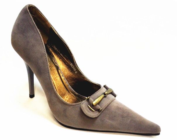 Lavanda Suedette Pointed Toe High Heel Stiletto - Grey (Shoe Size: 8)