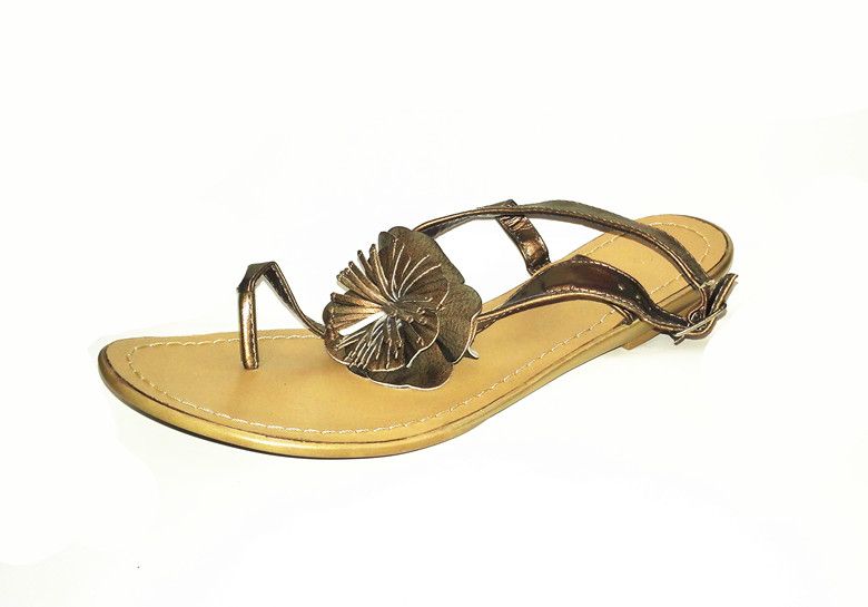 Lavanda Flower Flat Sandals - White