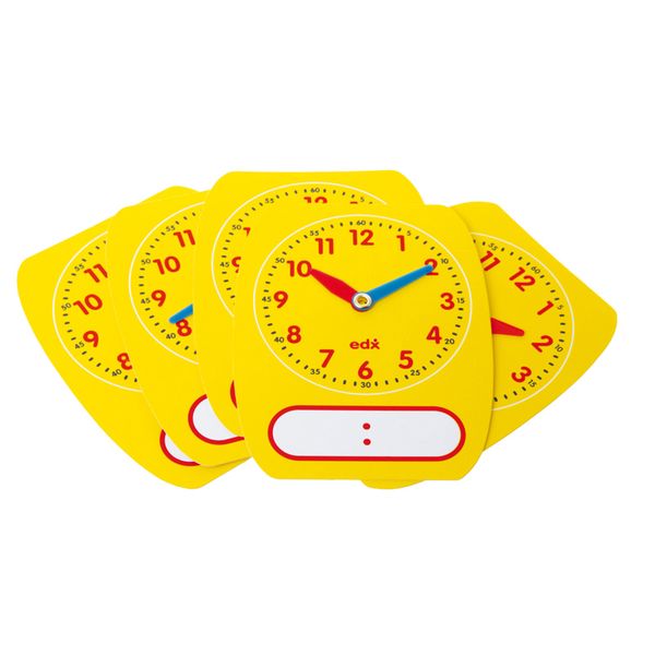 EDX Education 12-Hour Student Clocks: 5 Clock Dials