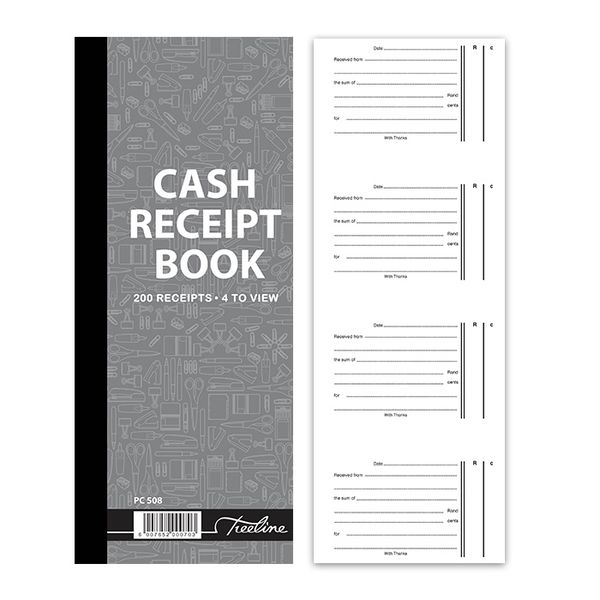 Treeline Cash Receipt Book 4 to view Duplicate Numbered - Pack of 5