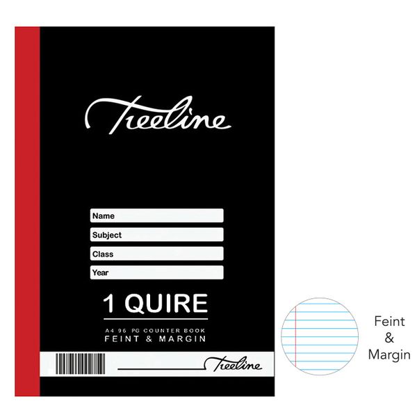 Treeline Hard Cover Book 1 Quire A4 96 pg - Feint &amp; Margin