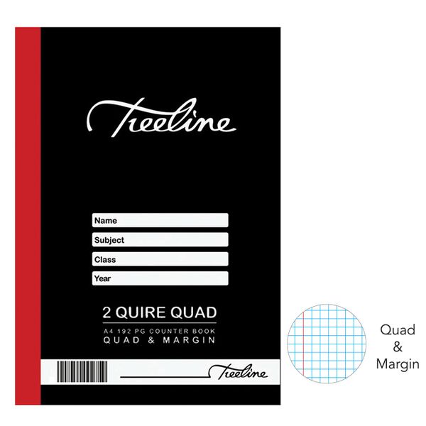 2 Quire A4 192 pg Hard Cover Book - Quad &amp; Margin