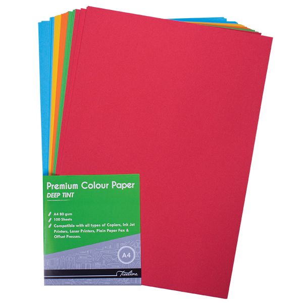 Treeline Multi Coloured Paper A4 Premium Deep Tint - 80gsm Pack of 100