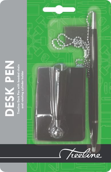 Treeline Desk Pen With Beaded Chain and Rotating Holder