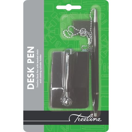 Treeline Desk Pen With Beaded Chain And Rotating Holder Treeline Desk Pen With Beaded Chain And