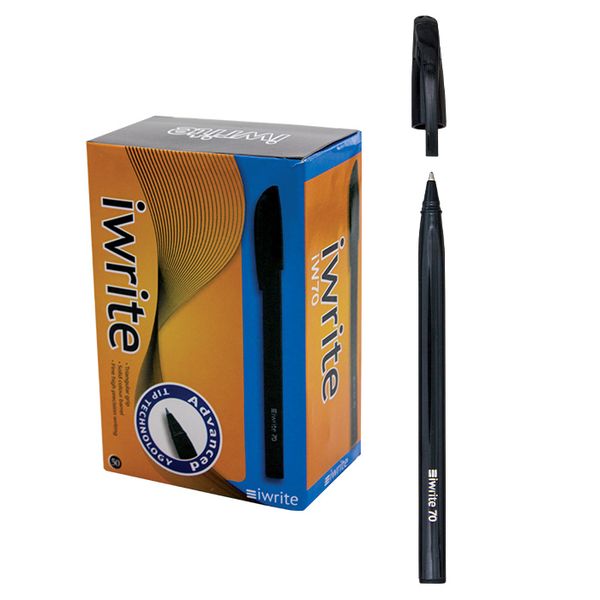 iWrite Medium 0.7mm Ballpoint Pens Box of 50 - Black