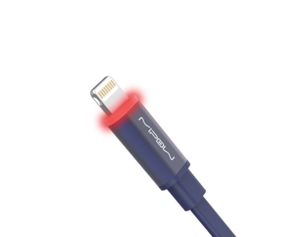Mipow GlowSync Mfi Certified Lightning Power Cable with LED - Navy Blue
