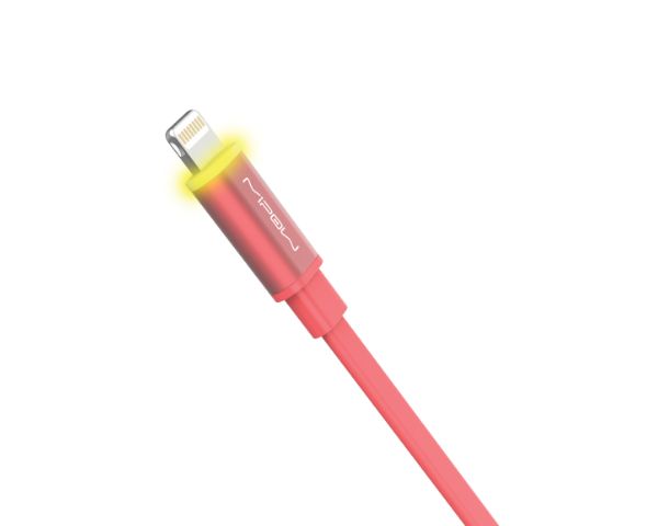 Mipow GlowSync Mfi Certified Lightning Power Cable with LED - Red