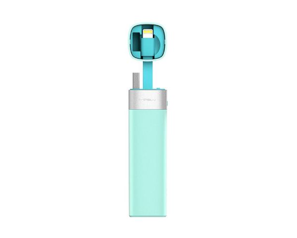 Mipow Compact Power Tube with Built In Micro USB Cable 3000mAh - Light Blue