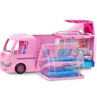 kid buys a giant barbie dream camper