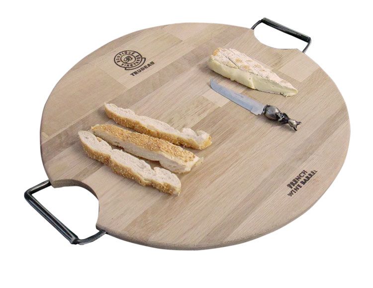 Trudeau Round Serving Board with Double Iron Handles