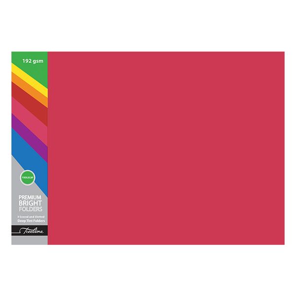 Treeline Premuim Deep Tint Red Board Folders Foolscap 192gsm - 100s