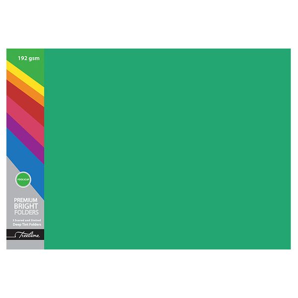 Treeline Premuim Deep Tint Green Board Folders Foolscap 192gsm - 100s