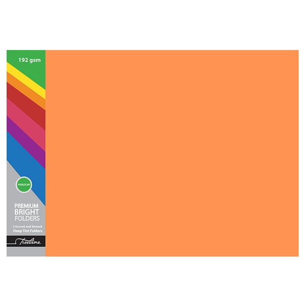 Treeline Premuim Deep Tint Orange Board Folders Foolscap 192gsm - 100s